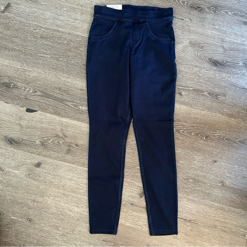 NWT Small 4-6 HUE Dark‎ Blue Jeggings Denim Stretch Leggings